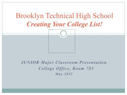 Junior Classroom Presentation - Brooklyn Technical High School