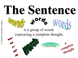 Sentences (basic parts) - Capital Community College