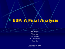ESP: A Final Analysis - Andrew.cmu.edu