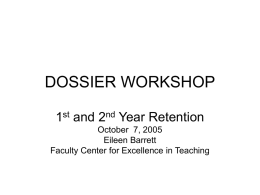 dossier workshop - California State University, East Bay