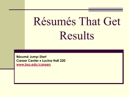 Creating A Resume Putting the Pieces Together