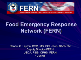 FDA/DSIS Food Emergency Response Network (FERN)