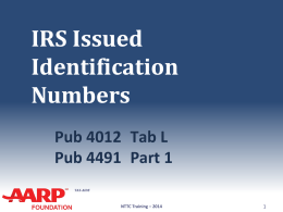 IRS Issued Identification Numbers ITIN - AARP Tax-Aide