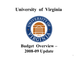Budget Overview - University of Virginia