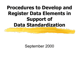 Procedures to Develop and Register Data Elements in Support of