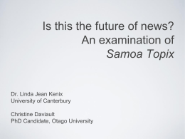 Is this the future of news? An examination of Samoa Topix