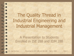 288Spring2009LectureJMB Presentation on The Quality Field
