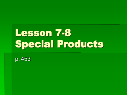 Lesson 8-8 Special Products