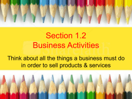 Section 1.2 Business Activities