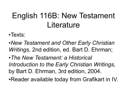 English 116B: New Testament Literature