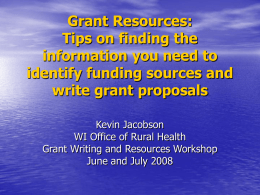Grant Resources - Wisconsin Office of Rural Health