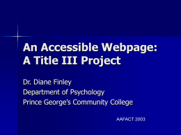 An Accessible Webpage: A Title III Project