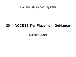 Tier Placement Tips - Hall County Schools