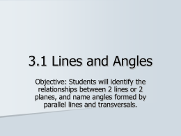 3.1 Parallel Lines and Transversals