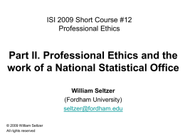 Proffesional ethics and the work of an NSO 9-21-2009