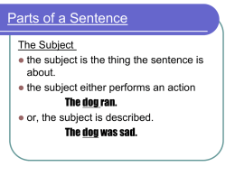 Parts of a Sentence