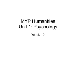 MYP Humanities Psychology Week 10