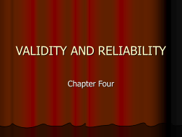VALIDITY AND RELIABILITY
