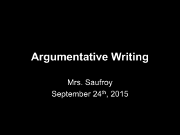 Argumentative Writing - North Bergen School District