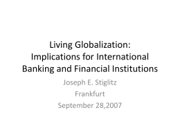 Living Globalization: Implications for International Banking and