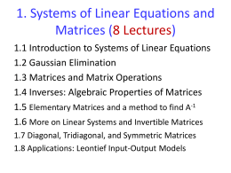 Matrices and Linear Systems of Equations