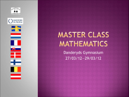 Report on Master Class Mathematics in Sweden