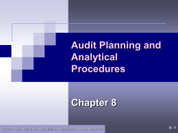 Chapter 8 – Audit Planning and Analytical Procedures