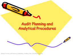 Chapter 8 – Audit Planning and Analytical Procedures