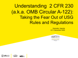 Understanding 2 CFR 230 (a.k.a. OMB Circular - NPI