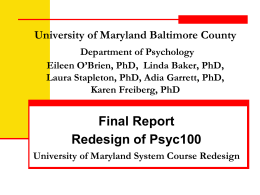 Psychology 100 - University System of Maryland
