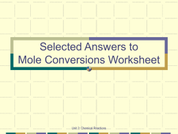 Selected Answers to Mole Conversions Worksheet
