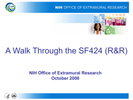 A Walk Through the SF424 RR - 10/22/08