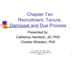 Recruitment, Tenure, Dismissal and Due Process