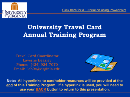 University Travel Card Training