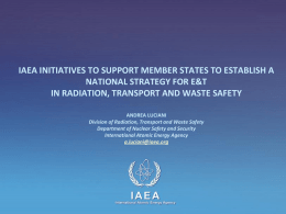 iaea initiatives to support member states to establish a national