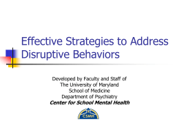 Effective Strategies to Address Disruptive Behaviors (CSMH)