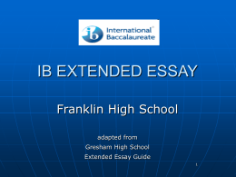 IB EXTENDED ESSAY - Franklin High School