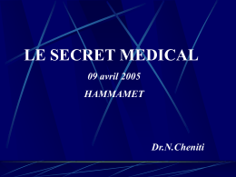 Le secret médical - l`Ordre des Médecins
