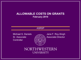 Allowable Costs - Northwestern University