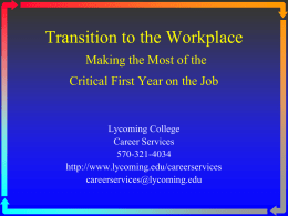 Transition to the Workplace