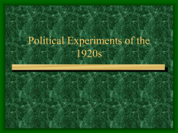 Political Experiments of the 1920s - APEH