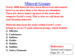 Mineral Groups in the Earth`s Crust