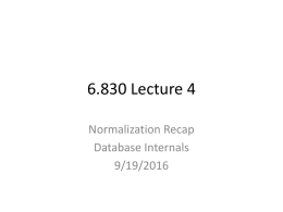 6.830 Lecture 4 - MIT Database Group