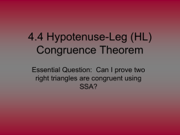 5.4 Hypotenuse-Leg (HL) Congruence Theorem