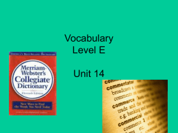 vocabulary Level E Unit 14