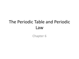 The Periodic Table and Periodic Law New