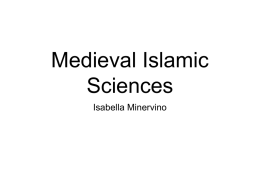 Medieval Islamic Sciences Isabella Minervino Important Figures