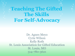 Teaching the gifted the skills for selfadvocacy