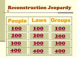 Reconstruction Jeopardy