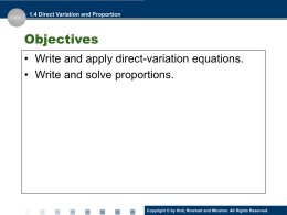 1.4 Direct Variation and Proportion - Ms Wood